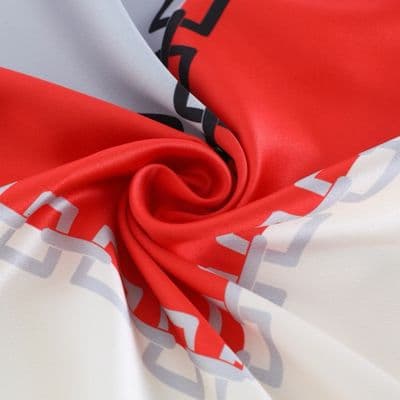 Zincir Desen İthal İpek Saten Eşarp Kırmızı