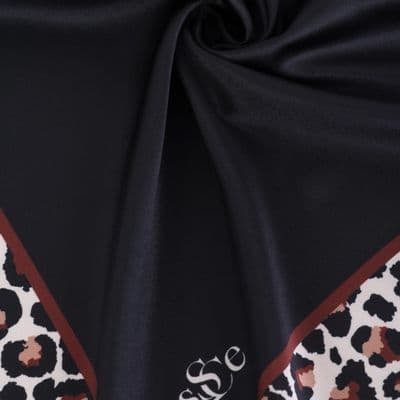 Leopar Desenli İthal İpek Saten Eşarp Kahverengi