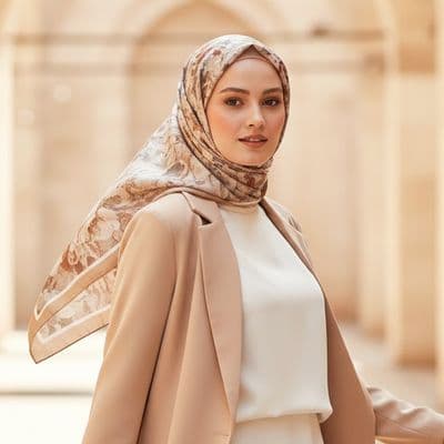 İthal İpek Saten Eşarp Açık Kahve