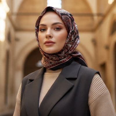 Çiçek Desenli Pamuklu Şal Bordo