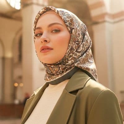 Çiçek Desenli Pamuklu Şal Yeşil