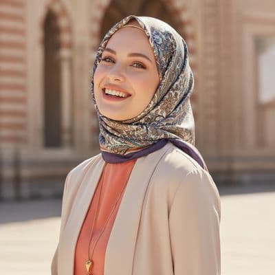 Çiçek Desenli Pamuklu Şal Turuncu