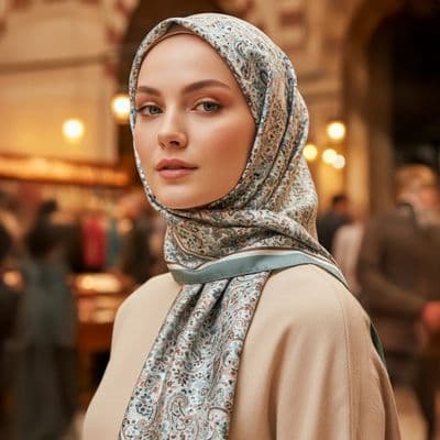 Etnik Desenli Pamuklu Şal Yeşil