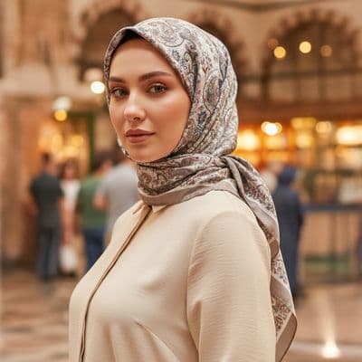 Etnik Desenli Pamuklu Şal Kahverengi