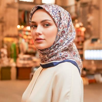 Etnik Desenli Pamuklu Şal Mavi