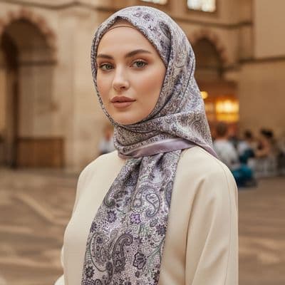 Etnik Desenli Pamuklu Şal Gri