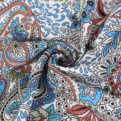 Etnik Desenli Pamuklu Şal Mavi