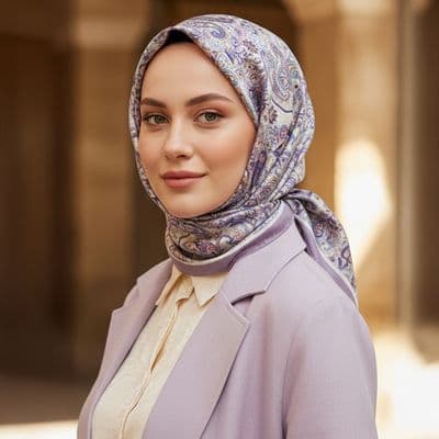 Etnik Desenli Pamuklu Şal Mor