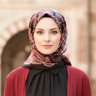 Yaprak Desenli Pamuklu Şal Bordo