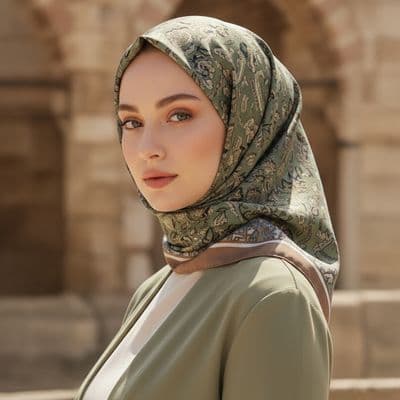 Yaprak Desenli Pamuklu Şal Mavi