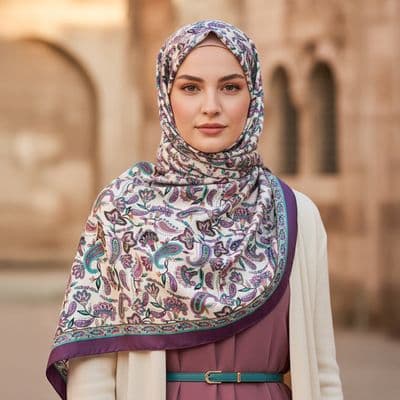 Yaprak Desenli Pamuklu Şal Pembe