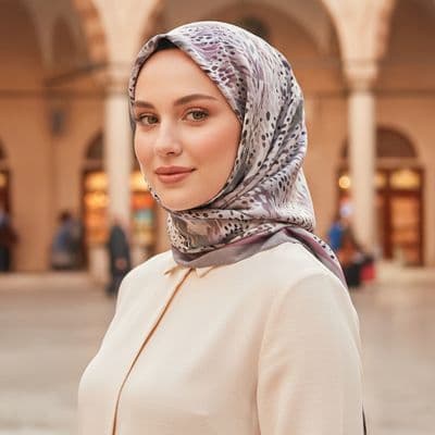 Sulu Boya Desenli Pamuklu Şal Gri