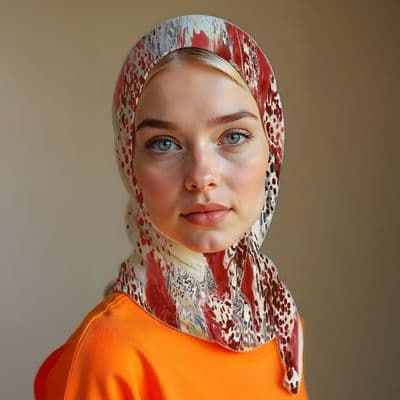 Sulu Boya Desenli Pamuklu Şal Kırmızı
