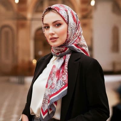 Sulu Boya Desenli Pamuklu Şal Kırmızı