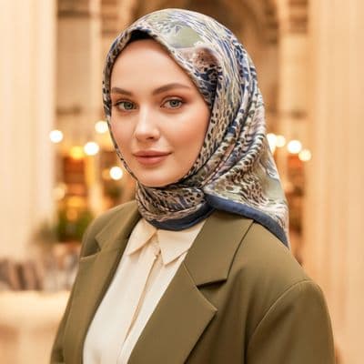 Sulu Boya Desenli Pamuklu Şal Yeşil