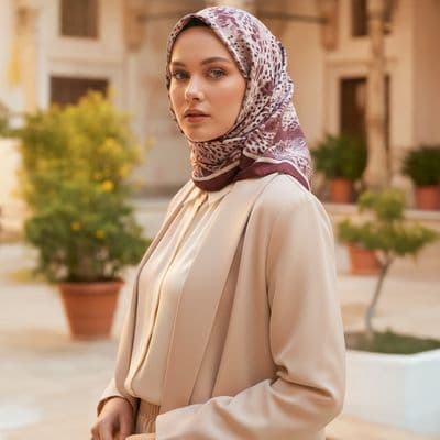 Sulu Boya Desenli Pamuklu Şal Kırmızı