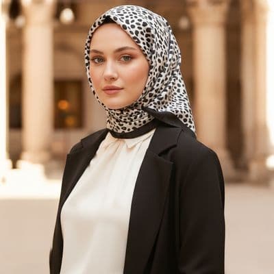 Sulu Boya Desenli Pamuklu Şal Siyah