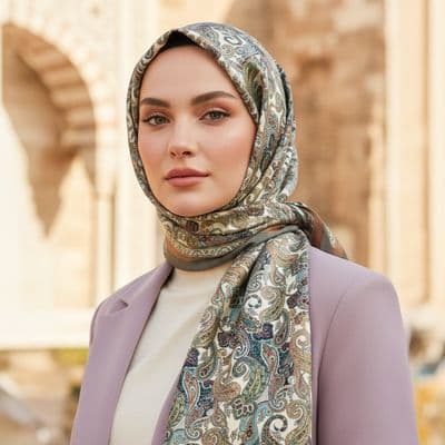 Paisley Desenli Pamuklu Şal Mavi