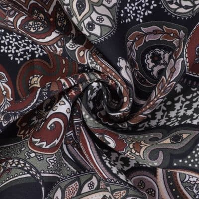 Paisley Desenli Pamuklu Şal Haki