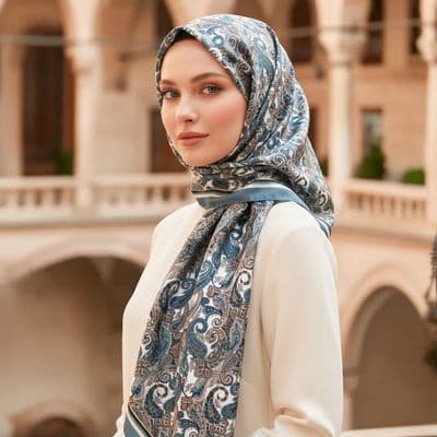 Paisley Desenli Pamuklu Şal Gri