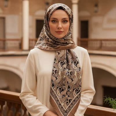 Paisley Desenli Pamuklu Şal Siyah