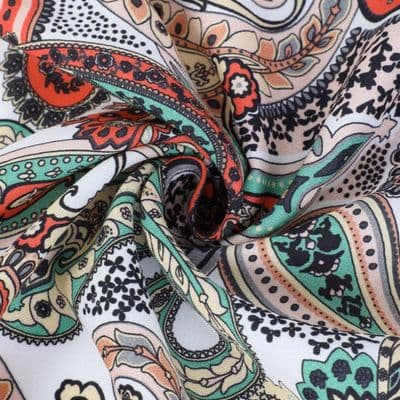 Paisley Desenli Pamuklu Şal Pudra
